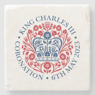 king charles 3rd emblem souvenir  square paper coa stone coaster