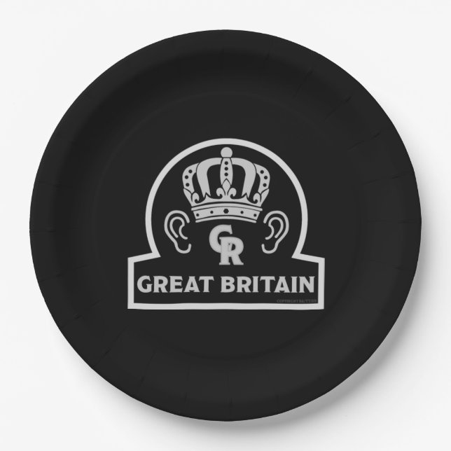 King Charles British Royal Crown  Paper Plate (Front)