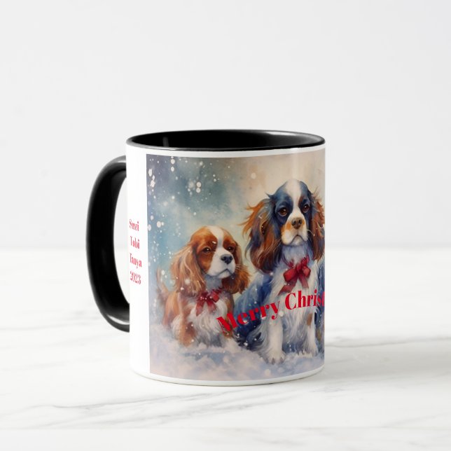 King Charles Cavalier Christmas Love Mug (Front Left)