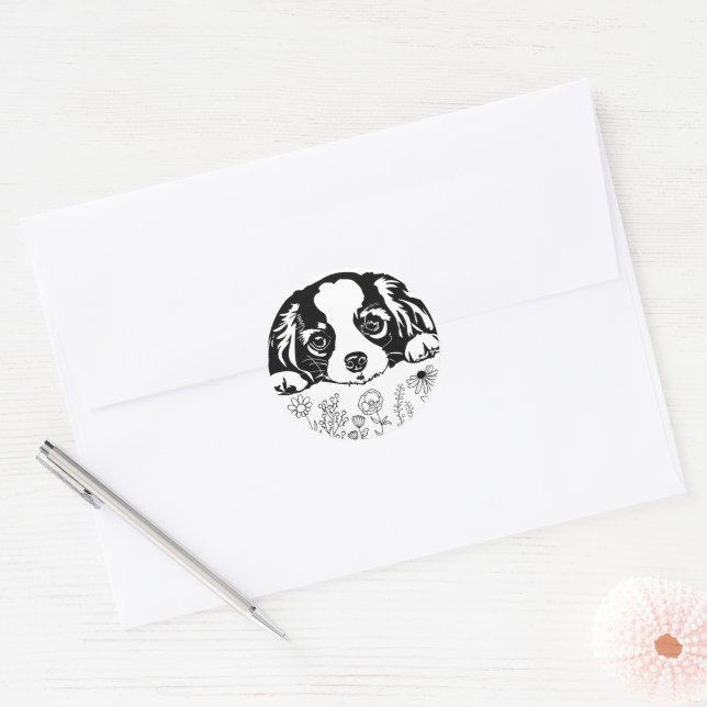  King Charles Cavalier Classic Round Sticker (Envelope)