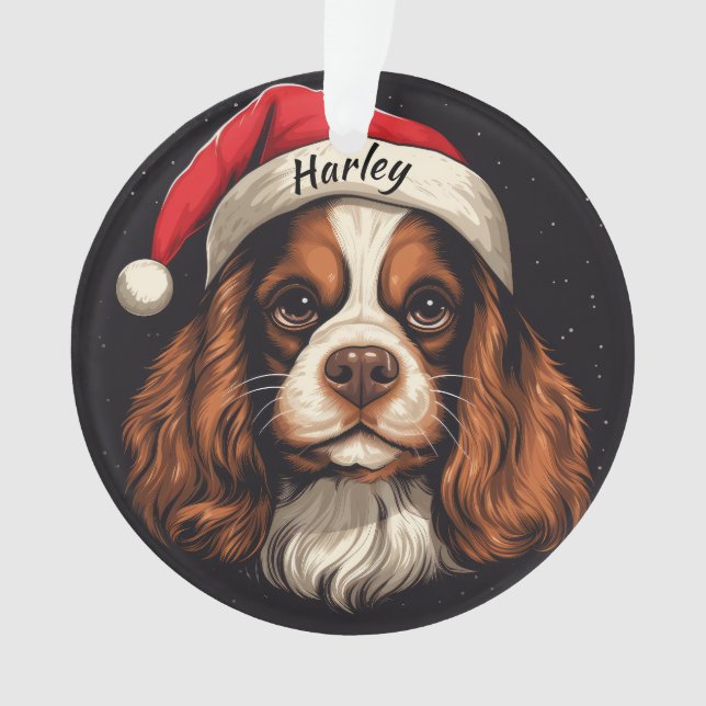 King Charles Cavalier Custom Christmas Ornament (Front)