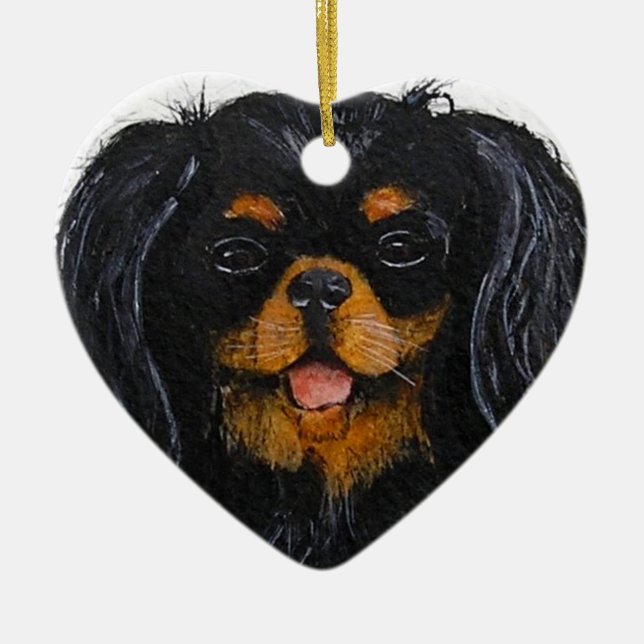 King Charles Cavalier Spaniel black and tan Ceramic Tree Decoration (Front)