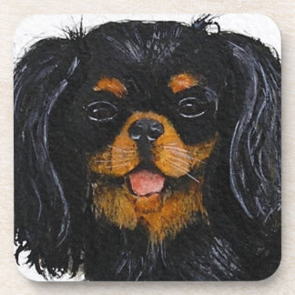 King Charles Cavalier Spaniel black and tan Coaster