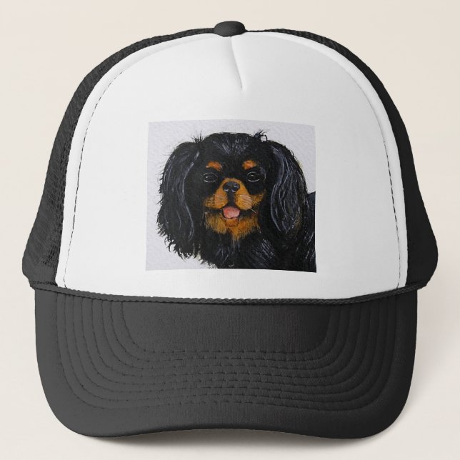 King Charles Cavalier Spaniel black and tan Trucker Hat (Front)