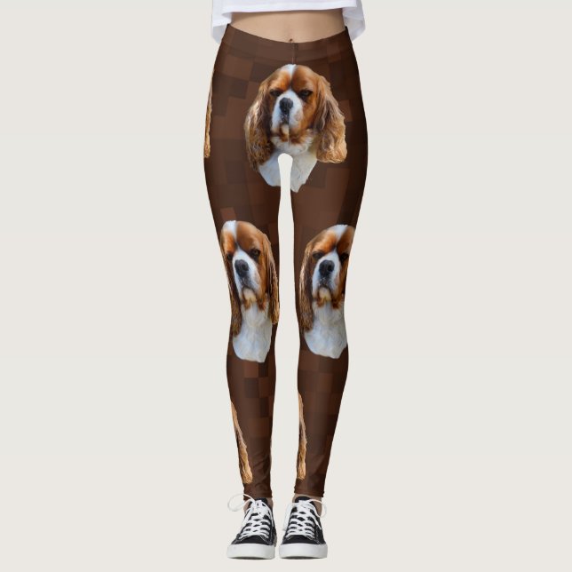 King Charles Cavalier Spaniel Pattern, Leggings (Front)