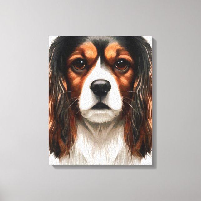 King Charles Cavalier Spaniel Pet Portrait Canvas Print (Front)