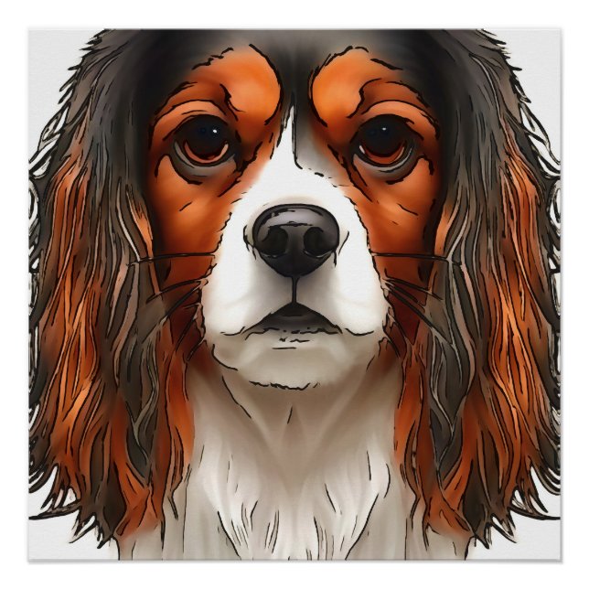 King Charles Cavalier Spaniel Pet Portrait  Poster (Front)