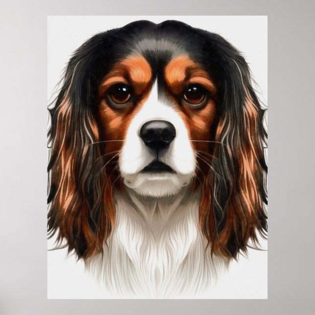 King Charles Cavalier Spaniel Pet Portrait Poster (Front)
