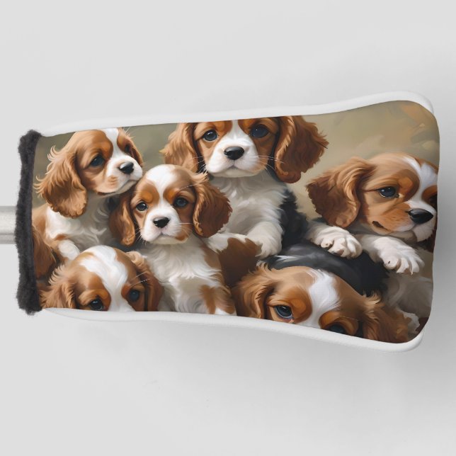 King Charles Cavalier Spaniel Puppies Are So Cute, Golf Head Cover (Front)