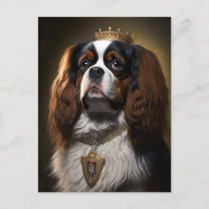 King Charles Cavalier Spaniel with Crown Postcard