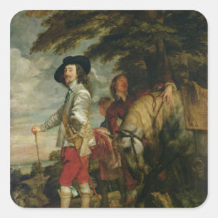 King Charles I  of England out Hunting, c.1635 Square Sticker