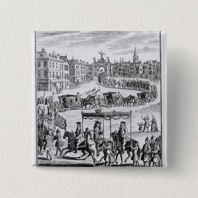 King Charles II 15 Cm Square Badge (Front)