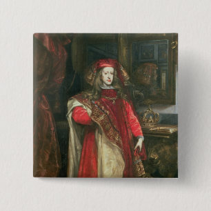 King Charles II of Spain 15 Cm Square Badge