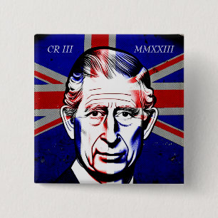 King Charles III 15 Cm Square Badge