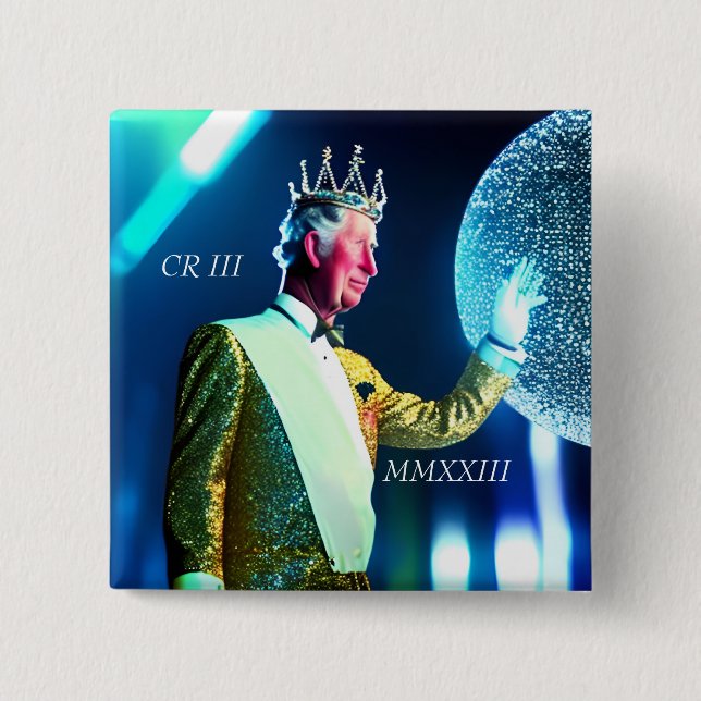 King Charles III 15 Cm Square Badge (Front)