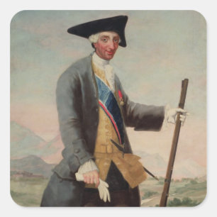 King Charles III (1716-88) as a Huntsman, 1786/88 Square Sticker