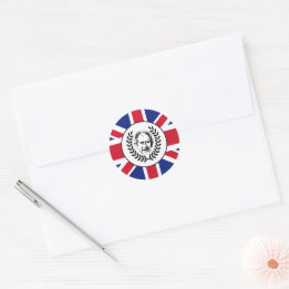 King Charles III and British Union Jack Flag Classic Round Sticker