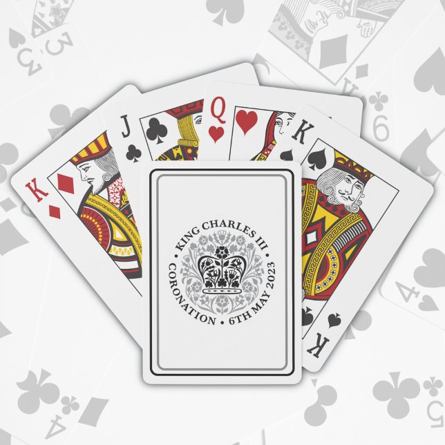 King Charles III Coronation Black Logo Patriotic  Playing Cards (King Charles III Coronation Souvenir)