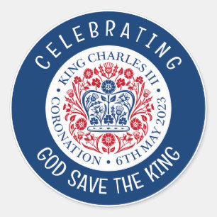 KING CHARLES III Coronation Blue Classic Round Sticker