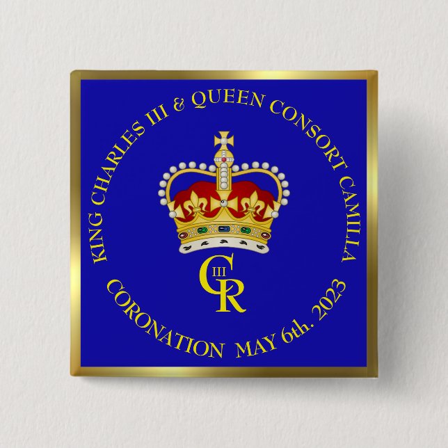 King Charles III Coronation Celebration 15 Cm Squa Square Badge (Front)