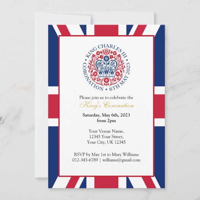 King Charles III Coronation Celebration Party Invitation (Front)