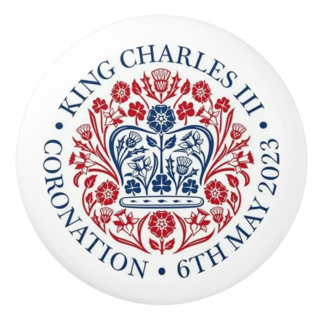 King Charles III Coronation Ceramic Knob (Front)