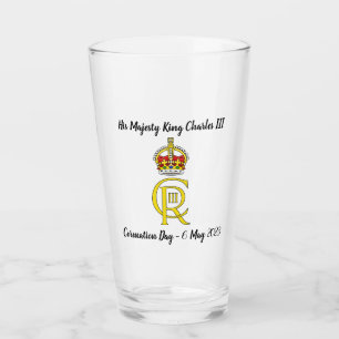 King Charles III Coronation commemorative glass