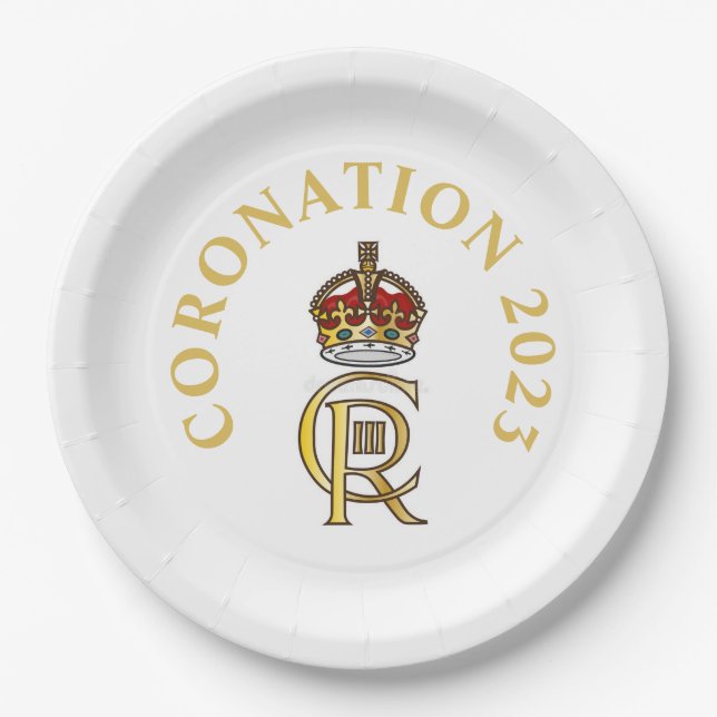 King Charles III Coronation Cypher  Paper Plates (Front)