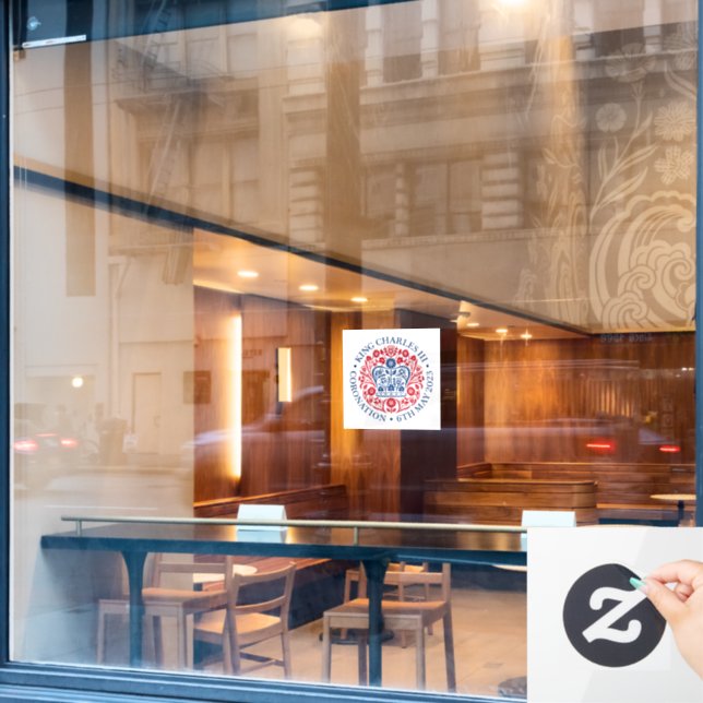 King Charles III Coronation Emblem, Royal Souvenir (Cafe Window)