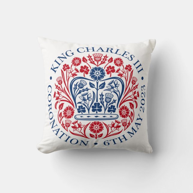 King Charles III Coronation Emblem Square Cushion (Front)