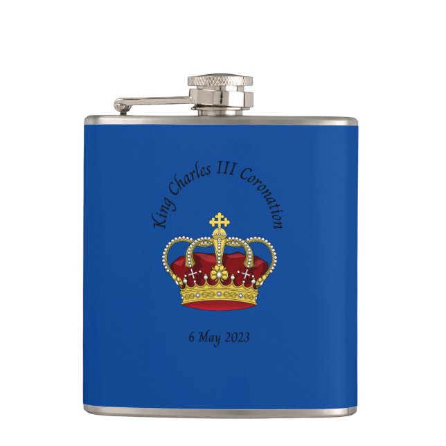 King Charles III Coronation hip flask (Front)