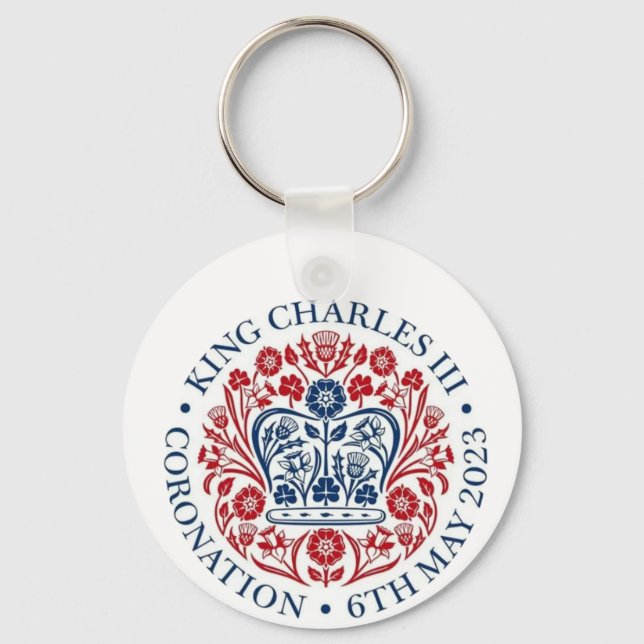 King Charles III Coronation logo on two-sided  Key Ring (Front)