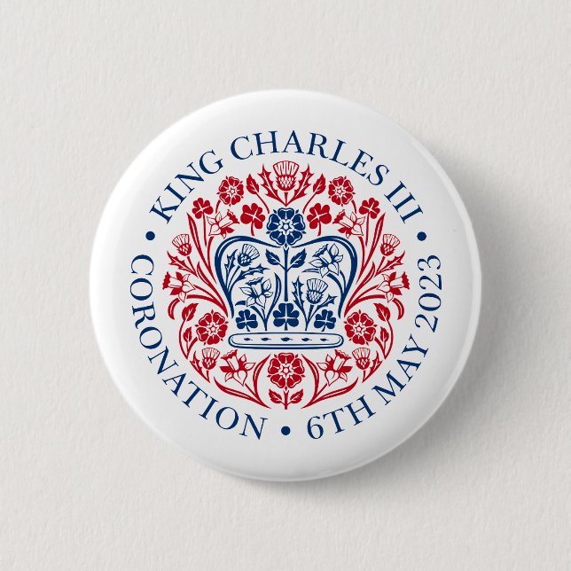 King Charles III coronation official design 6 Cm Round Badge (Front)