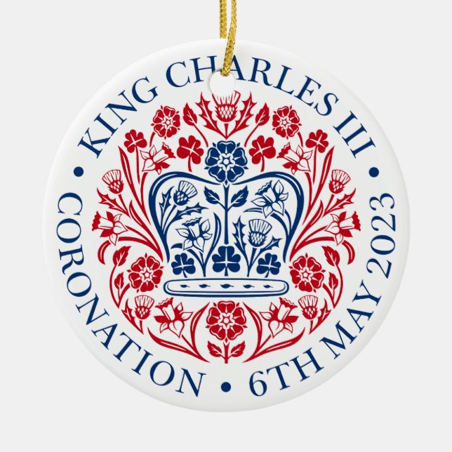 King Charles III coronation official design Ceramic Tree Decoration (Front)