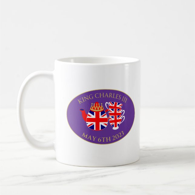 King Charles III Coronation Union Jack Tea Set Coffee Mug (Left)