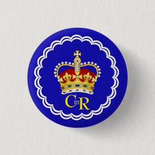 King Charles III Monogram and Crown 3 Cm Round Badge