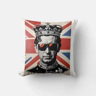king Charles iii throw pillow cushion with crown