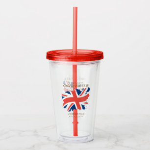 King Charles III Union Jack Flag Acrylic Tumbler