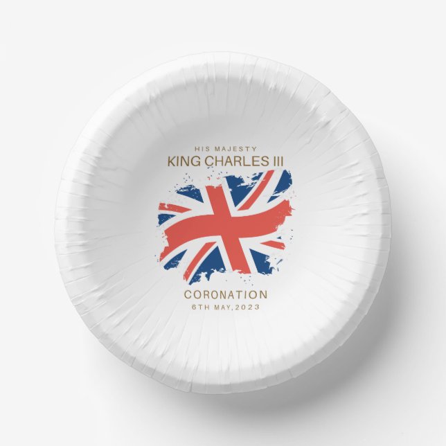 King Charles III Union Jack Flag Paper Plates (Front)