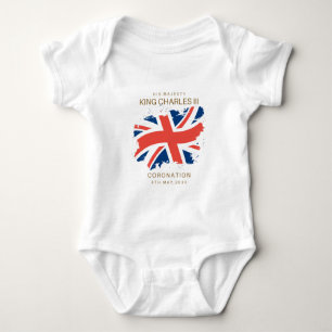 King Charles III Union Jack Flag T-Shirt Baby Bodysuit