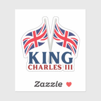 King Charles III, Union Jack Flags Sticker
