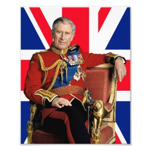 King Charles III with British flag Photo Print