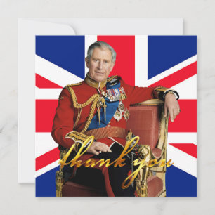 King Charles III with British flag Thank You Card