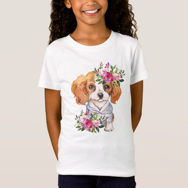 King Charles Puppy Girls' Fine Jersey T-Shirt (Front)