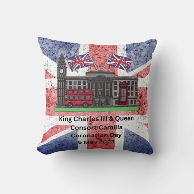 King Charles & Queen Consort Camilla Coronation Cushion (Front)