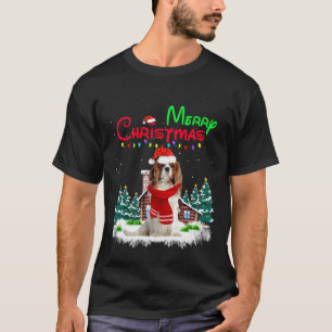 King Charles Spaniel Dog Santa Hat Christmas Light T-Shirt