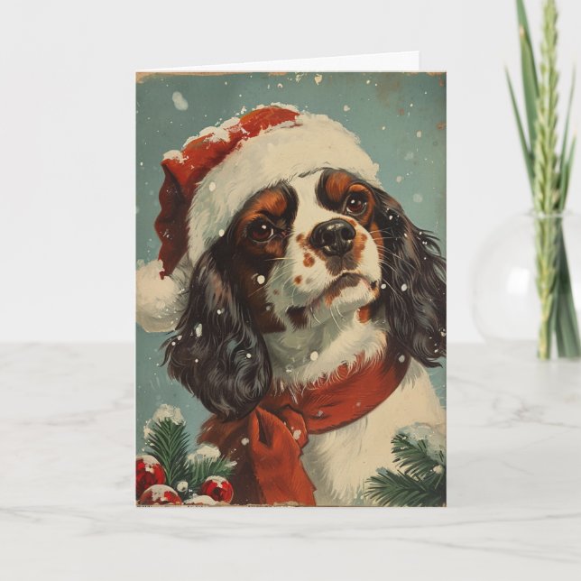 King Charles Spaniel personalised Christmas  Holiday Card (Front)