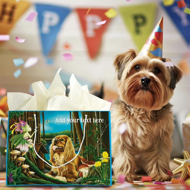 King Charles Spaniel Sprite Fantasy Large Gift Bag (Creator Uploaded)