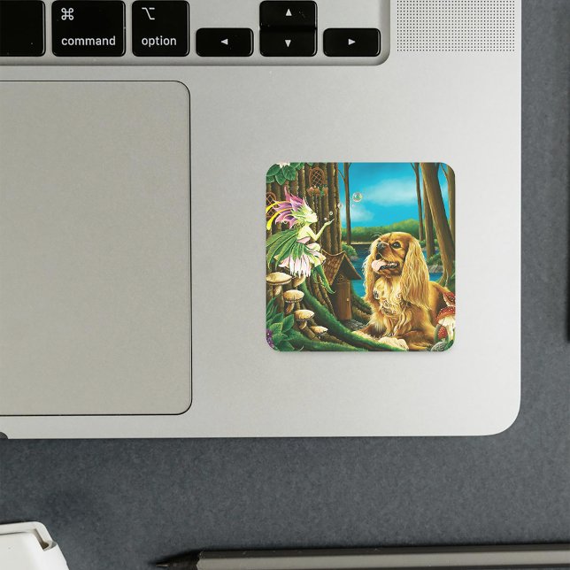 King Charles Spaniel Sprite Fantasy Square Sticker (Creator Uploaded)