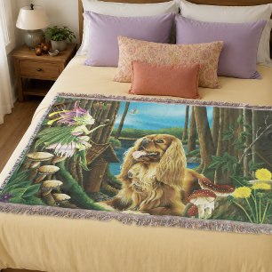 King Charles Spaniel Sprite Fantasy Throw Blanket